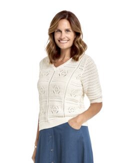 Strikket jumper Elin Off-white - 40/42 - Åshild