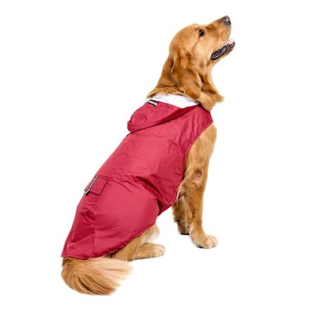 Reflekterende hunderegnfrakke regnfrakke regntøj med snorhul til mellemstore og store hunde(6XL rose rød)