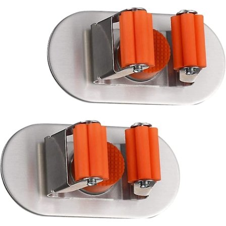 2 stk Selvklebende 3m Rustfritt Stål Multifunksjonell Mopp- og Kosterholder For Mopp / Koster /