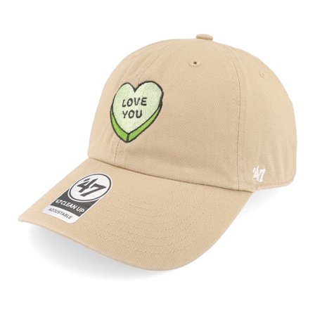 Iconic - Beige unconstructed Caps - Love You Heart 47 Clean Up Khaki Dad Cap @ Hatstore