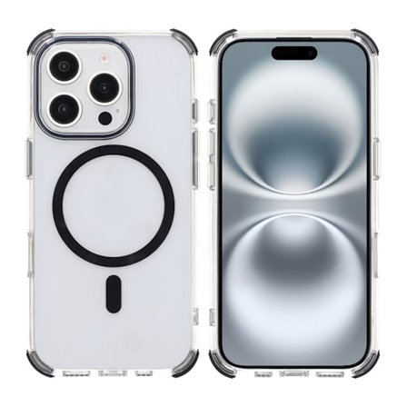 Rvelon Four-corner anti-falling magnetic suction Case For iPhone 16 Pro Black