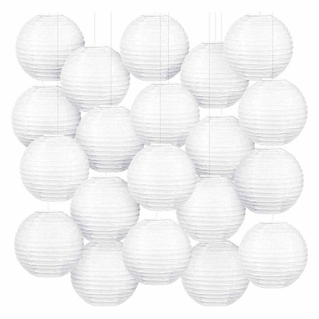 20 stk - Hvite papirlanterner Bryllupsfestdekorasjon Hvit hengende lanterne dekorasjon