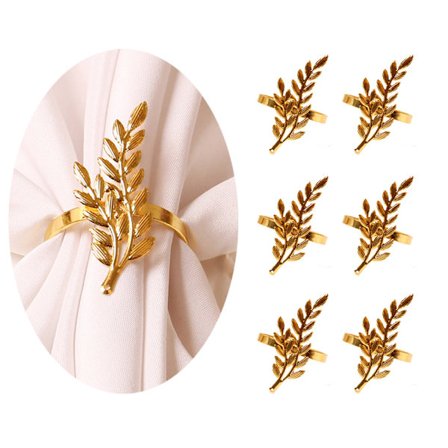 6 stk. Kreative Servietringe - Gyldne Hvedeaks, Unik Serviet