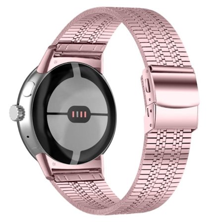 Google Pixel Watch 5 klockarmband med pärlor i rostfritt stål - Rosa Ros