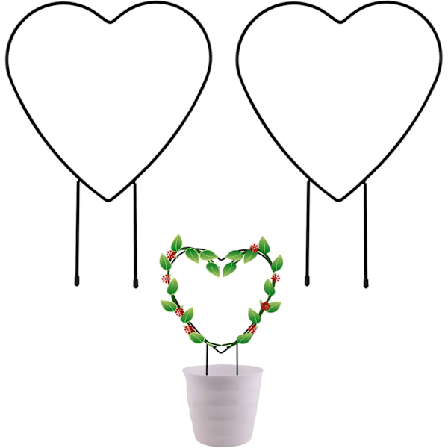 2 stk. Vinstøtte, Hjerte, til klatreplanter, 31 cm stål{ee}