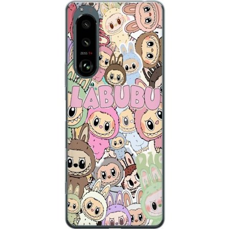 Kompatibelt Mobildeksel til Sony Xperia 5 III Rosa kawaii-komposisjon med søte tegnede karakterer og myke former