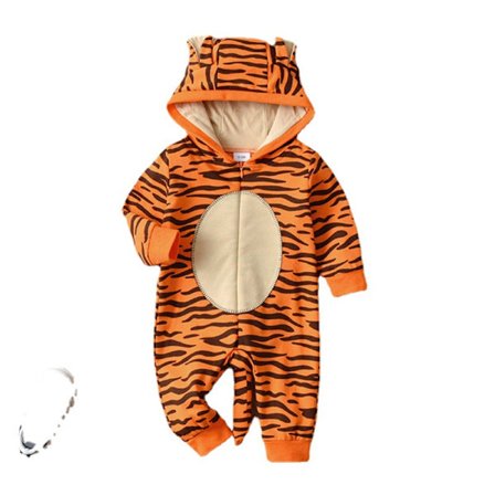 Nyfödd bebis pojkar flickor 3D tecknad djur tiger jumpsuit leopard hoodie rom