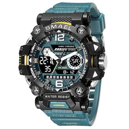 Smael Herreure 50m Vandtæt Sportsur Militær Mand Sportsur Digital 8072 Dual Display Ur Quartz Led Digital