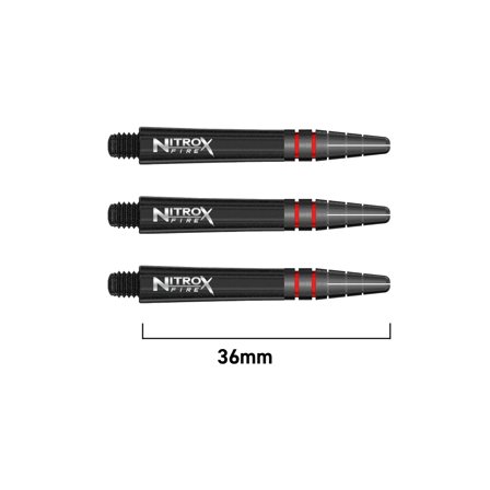 Red Dragon Darts Nitro X Fire Shafts 36mm Polycarbonate - 6 shafts, Black/Red, Professional Darts