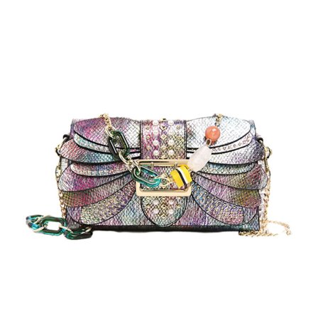 PU Skinn Skulderveske for Kvinner, Trendy Crossbody Veske med Kjededetaljer, Stilig Selskapsveske for Jenter, Allsidig Liten Veske