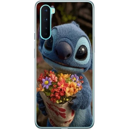 Kompatibel Mobilcover til OnePlus OnePlus Nord Sød blå figur med store øjne, der holder en farverig buket i en varm og kær stil
