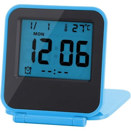 Digital Reisevekkerklokke, Mini Foldbar Bærbar Alarmkalender