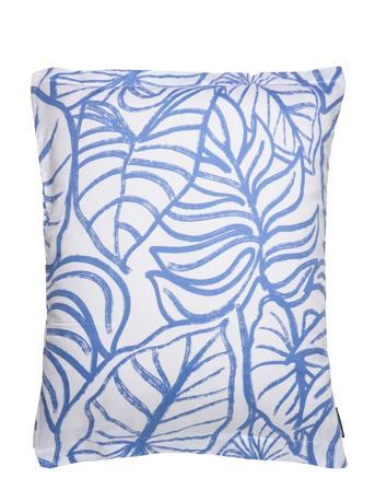White/Blue Printed Cotton Sateen Pillowcase Home Textiles Bedtextiles Pillow Cases Sininen Lexington Home