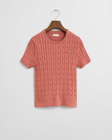 GANT Teenager Teen Girls Zopfstrick Kurzarmpullover aus Stretch-Baumwolle (170) Rot Rosa