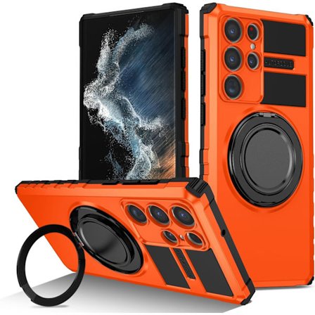 Suojakotelo - Samsung S22 Ultra - Magneettinen 360° - Iskunkestävä - Oranssi