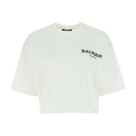 Balmain, T-Shirts Wit, Dames, Maat:M