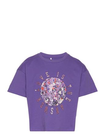 Nkfbolette Ss Loose Short Top T-shirts Short-sleeved Lilla Name It*Betinget Tilbud