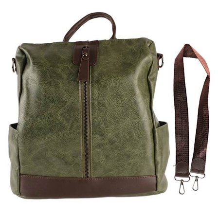 Kvinner Anti-tyveri PU Lær Reise Ryggsekk Casual Daypack Tur Ryggsekk Grønn