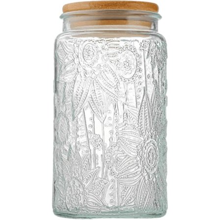 Glasburk med lufttätt trälock, 1000 ml Vintage Glas Köksförvaringsbehållare Förseglad burk, Dekorativa Glasmat Förvaringsbehållare (Solros) Sunflower-