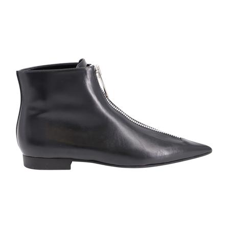 Stella McCartney Front Zip Booties in Black Faux Leather svart, Dam Stövlar, Dam, Storlek: 38 EU