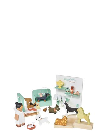Dollhouse Set - Waggy Tails Dog Salon Patterned Tender Leaf