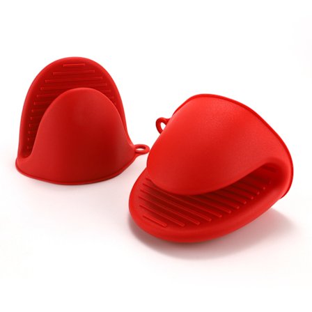 Tjocka ugnsvantar i silikon för grytor, minivantar, värmebeständiga handskar för bakning, matlagning, grillning (röd)