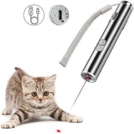 LED-peker katte- og hundeleke LED-lys peker med USB-kabel