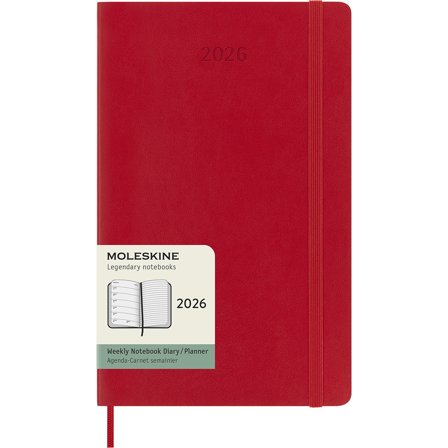 Moleskine Calendrier 12M Weekly Notebook 2026 Softcover Large Red