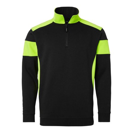 TOP SWEDE Sweatshirt halfzip 222 sv/fluor. gul L - Lyreco - Arbetskläder - Arbetströjor - Sweatshirts och koftor
