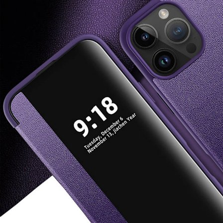 iPhone 15 Pro Max - Smart flipfodral med spegelfönster och SIM-fack