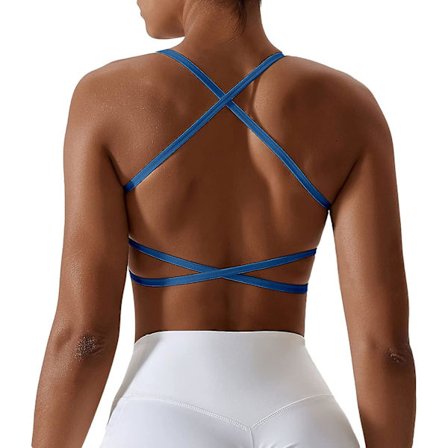 Sport-BH för kvinnor, sexig bustier, vadderad push-up-BH, korsryggs-sport-BH, utan bygel, för yoga, gym