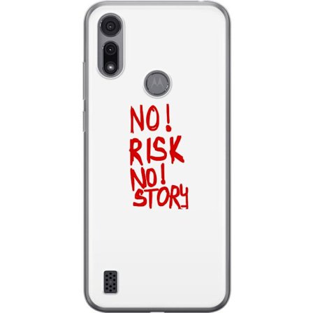 Kompatibelt Mobilskal till Motorola Moto E6i Ingen risk ingen historia textmotiv i röd handskriven stil minimalistisk inspiration och motivation