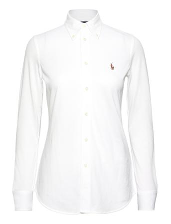 Slim Fit Knit Cotton Oxford Shirt Tops Shirts Long-sleeved White Polo Ralph Lauren
