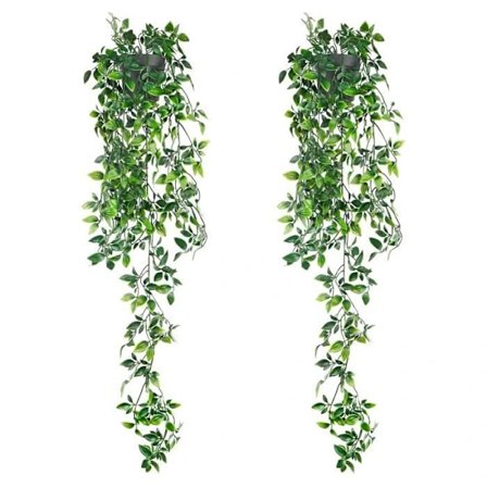2 st 80 cm konstgjorda hängande växter med kruka, konstgjord murgröna, falsk växt för firande, kök, trädgård, kontor