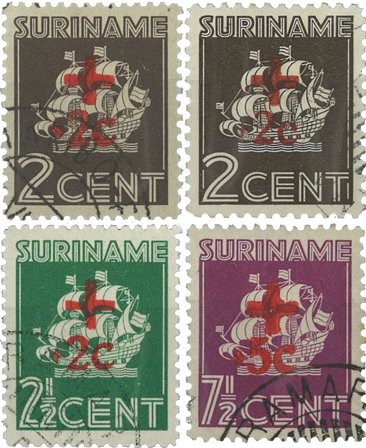 Suriname 1942 - NVPH 202/05 - Stemplet
