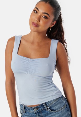 Bubbleroom - Sweetheart Neckline Tank Top - Light blue - Kläder
