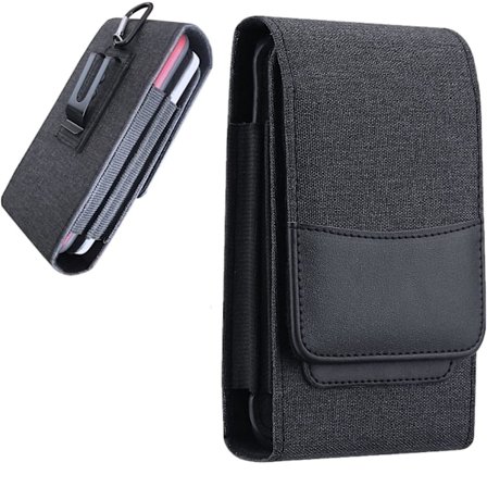 Dobbel nylon telefonveske med belteklips, midjeveske for mobiltelefoner under 7,5 tommer