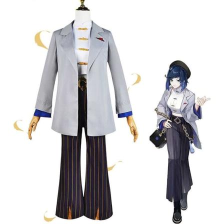 Genshin Impact Cosplay-dräkt komplett Anime RPG-dräktset med peruk för Cosplay - Halloween-outfit för unisex vuxen Guizhong Small