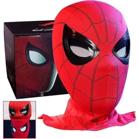 Spider-Man Maske med bevegelige øyne, helmaske med hakestyring av øyestørrelse, helte-cosplaymaske for barn/voksne_qcx