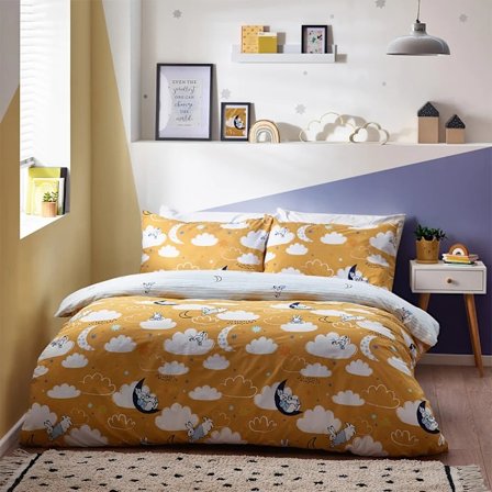 Peter Rabbit Sleepy Head Påslakanset Enkelsäng Ockra