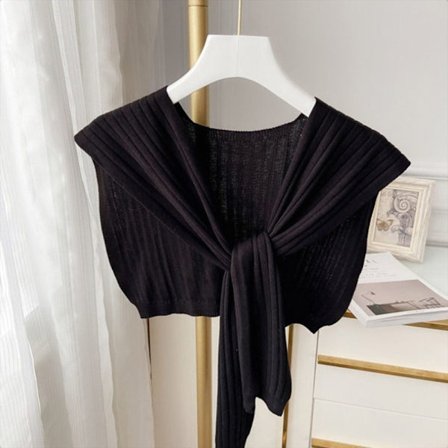 Strikket sjal Cross Shawll SVART