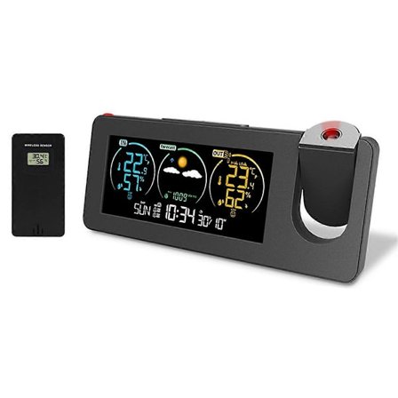 Elektronisk Projektionsvejrstation Termometer Udendørs/Indendørs Vejrudsigt Temperatur og H