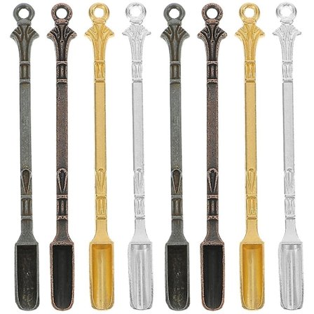 8 st Mini Medicinska Skedar Retro Design Små Skedar för Kryddor Metall Små Skedar