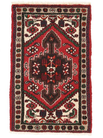 Hamadan Teppich Handgeknüpft 72X115 Schwarz/Dunkelrot Persien