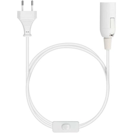 E27 Fatning med Ledning - Lampeholder til Pære med Strømkabel, Stik og Afbryder - 1,8m Kabel