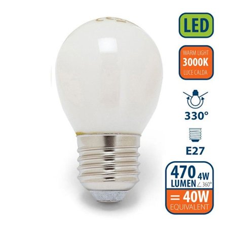 LED-förpackning med filament, sfär P45, 4W / 470lm, E27-sockel, 3000K
