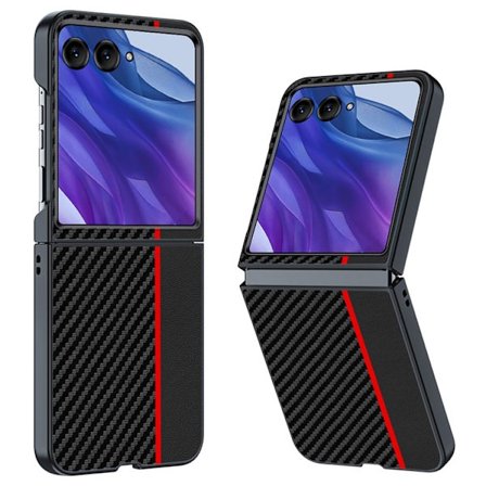 SKALO Motorola Razr 60 Ultra 5G Carbon Fiber Flip Cover - Sort