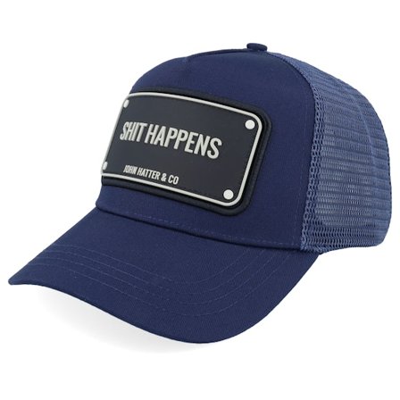 John Hatter & Co - Blue trucker Cap - Shit Happens Rubber Navy Blue A-Frame Trucker @ Hatstore