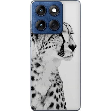 Kompatibel Mobilcover til Motorola Motorola Edge 60 Sleek sort-hvidt close-up af en gepard med rolig blik og elegante markeringer, der fremhæver dens