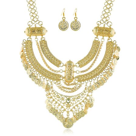 Fashion Coin Vintage Style Crescent-fringed Tjock Kedja